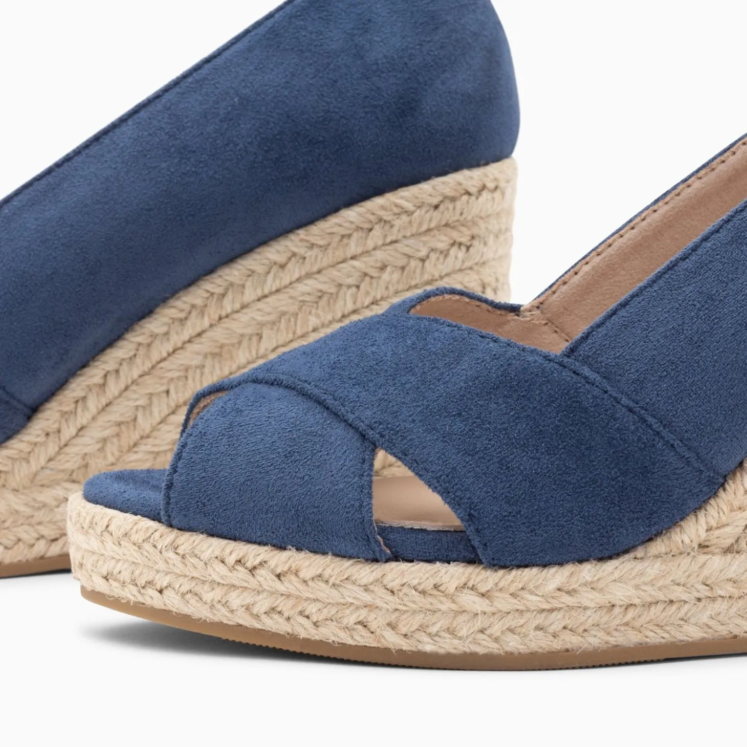 Sandales Compensees Peep-Toe Leonie Bleu Marine