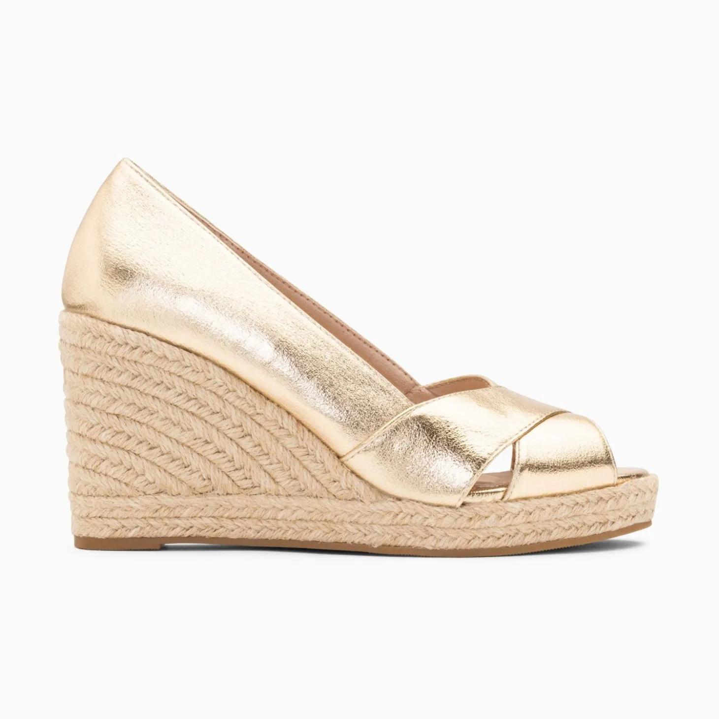 Sandales Compensees Peep-Toe Leonie Or