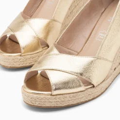Sandales Compensees Peep-Toe Leonie Or