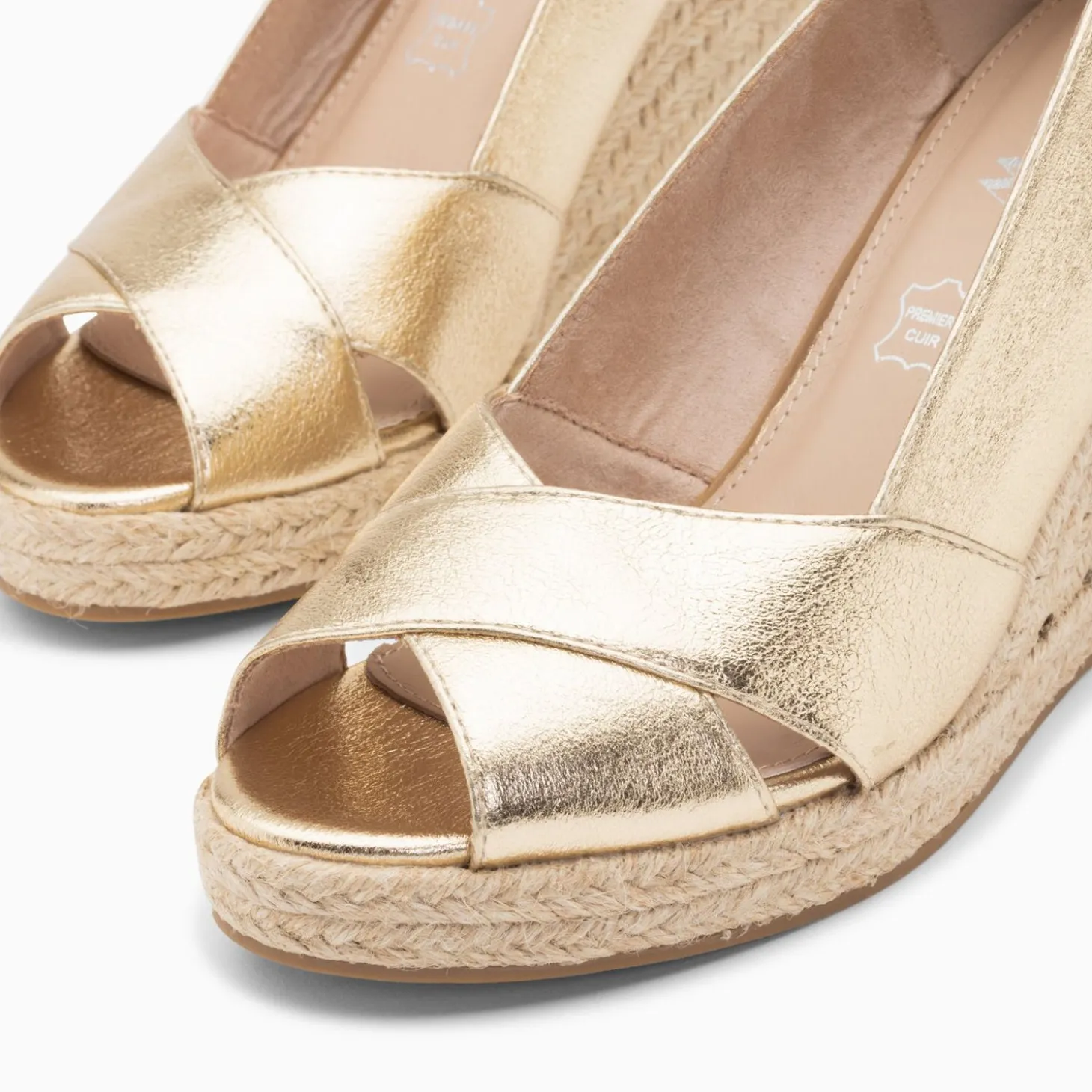 Sandales Compensees Peep-Toe Leonie Or