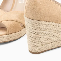 Sandales Compensees Peep-Toe Leonie Beiges