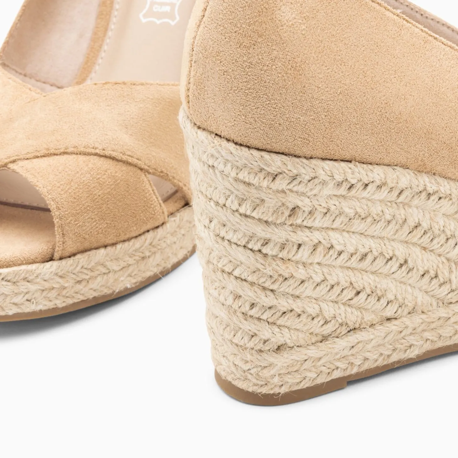 Sandales Compensees Peep-Toe Leonie Beiges