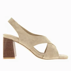 Sandales Dakota Beiges A Brides Croisees Et Talon Haut