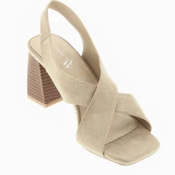 Sandales Dakota Beiges A Brides Croisees Et Talon Haut