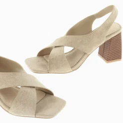 Sandales Dakota Beiges A Brides Croisees Et Talon Haut