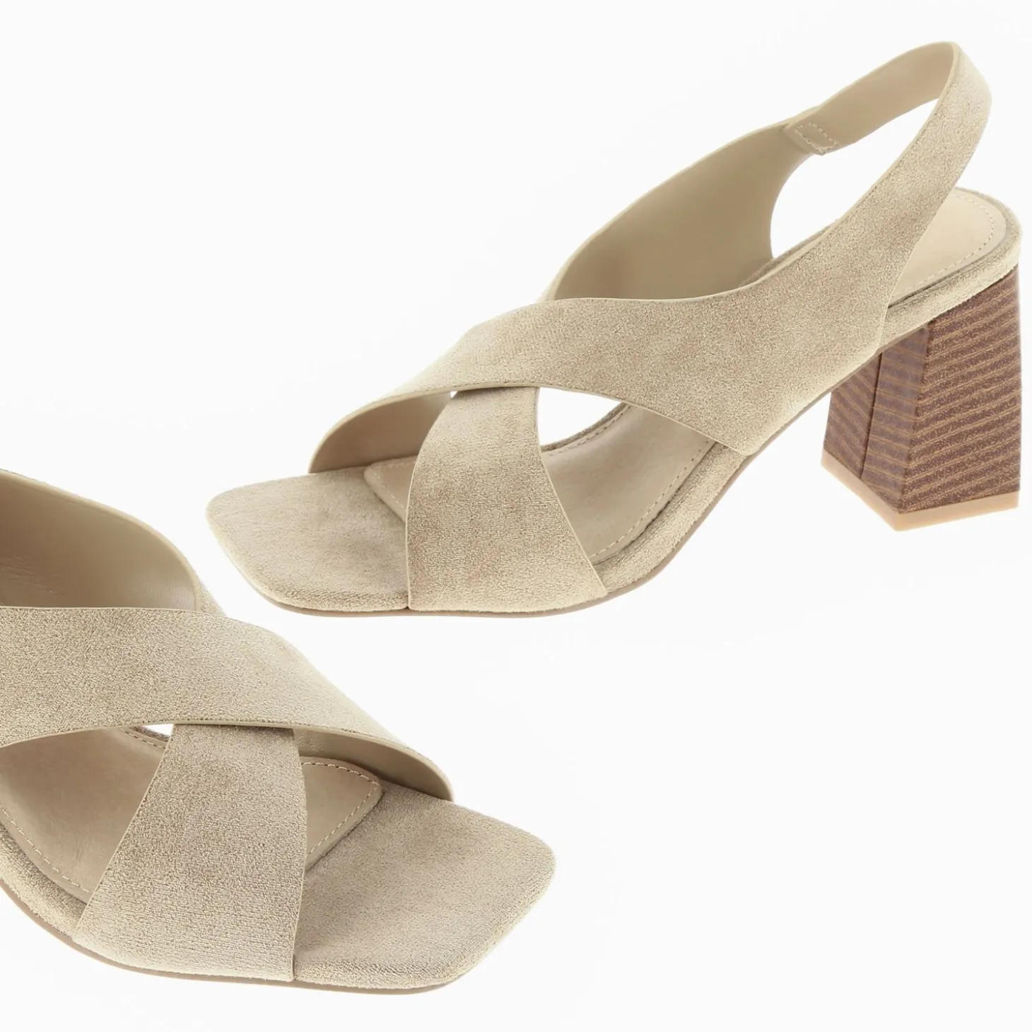 Sandales Dakota Beiges A Brides Croisees Et Talon Haut