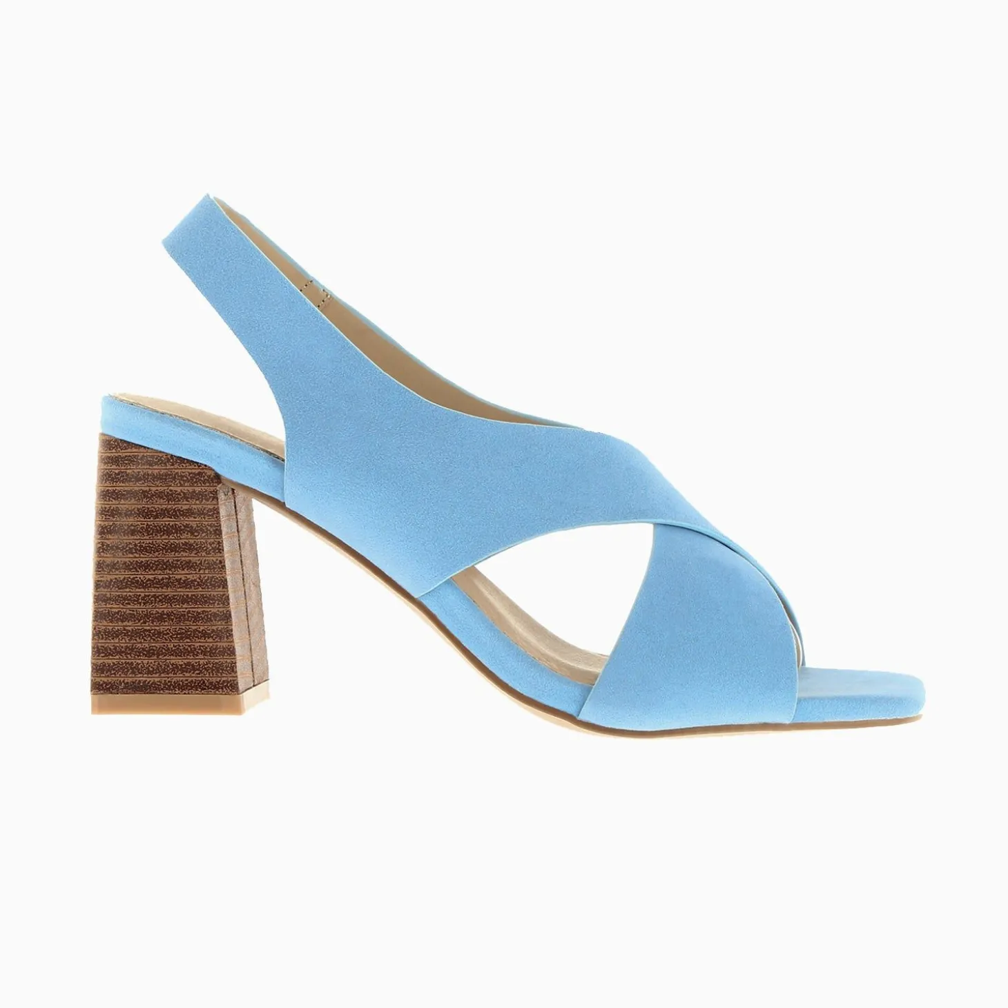 Sandales Dakota Bleu Clair A Brides Croisees Et Talon Haut