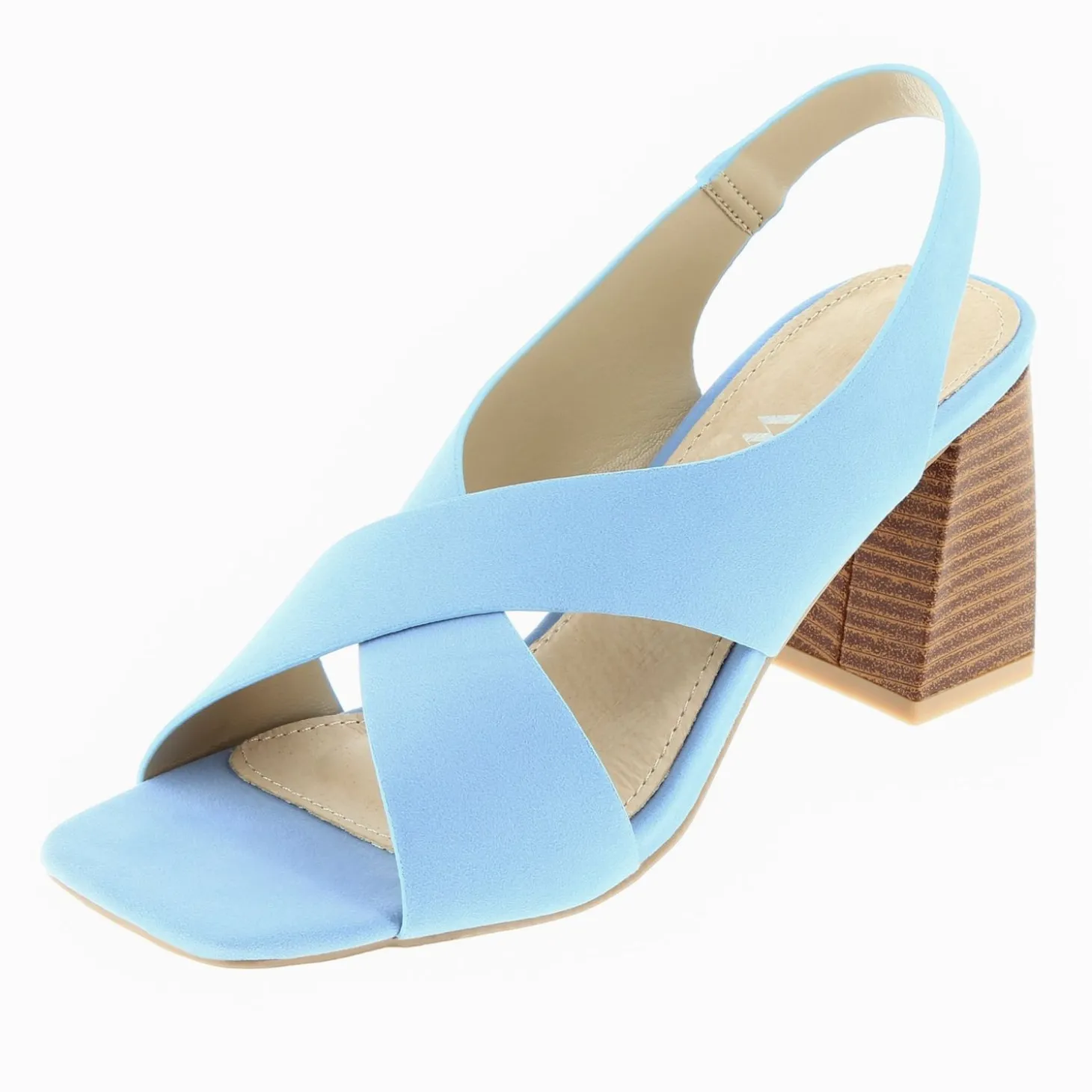 Sandales Dakota Bleu Clair A Brides Croisees Et Talon Haut
