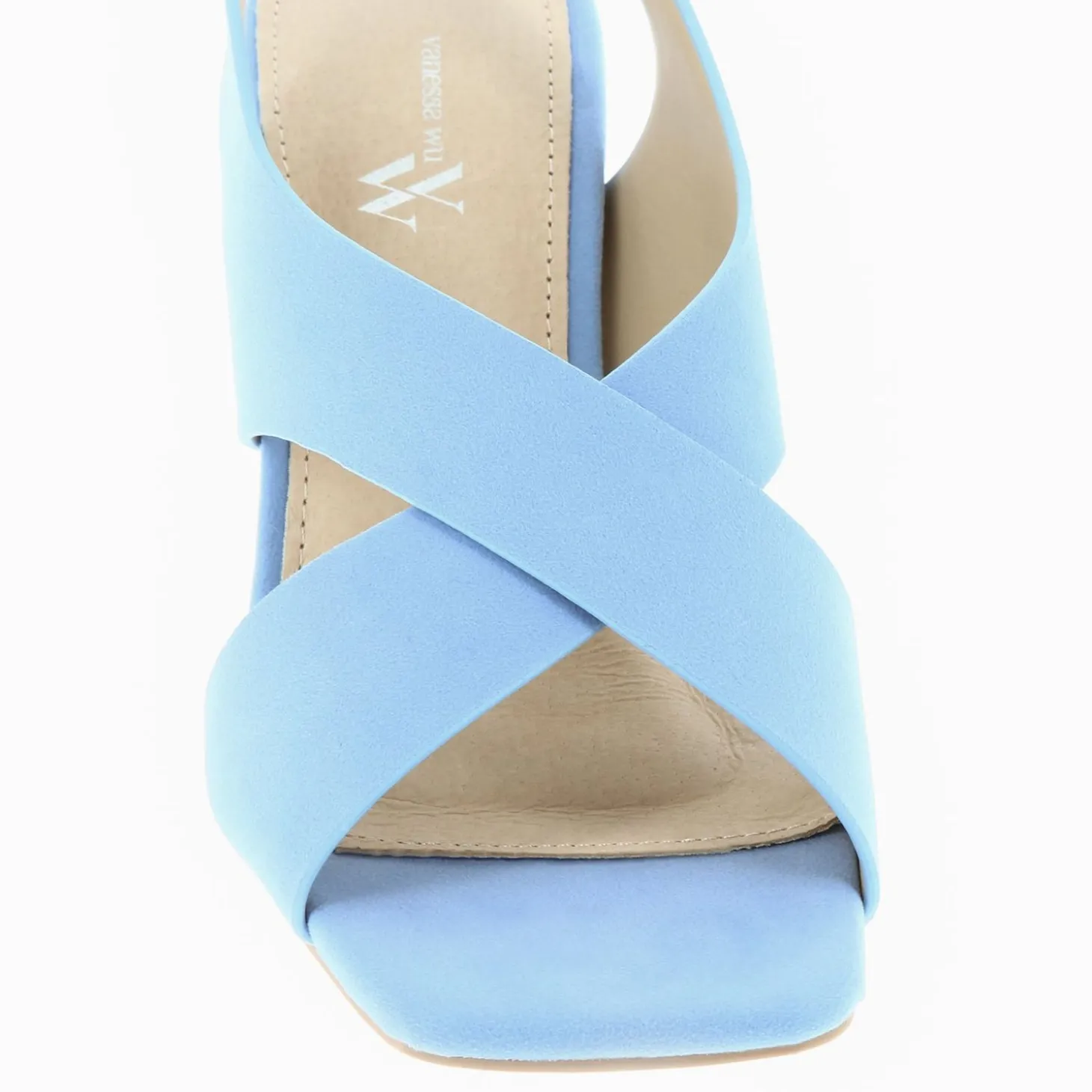 Sandales Dakota Bleu Clair A Brides Croisees Et Talon Haut