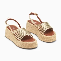 Sandales Dounia Multibrides Or A Plateforme En Osier