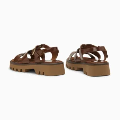 Sandales Edmee Chocolat Verni A Plateforme Crantee