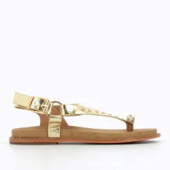 Sandales Elliane Or A Clous Et Passe-Pouce