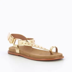 Sandales Elliane Or A Clous Et Passe-Pouce