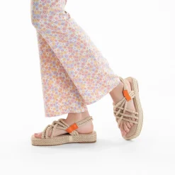 Sandales En Corde Anya Beige A Plateforme