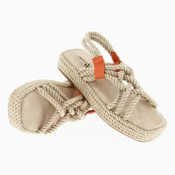 Sandales En Corde Anya Beige A Plateforme