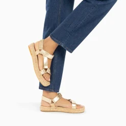 Sandales Harlyne Or A Scratchs Et Semelle Espadrille