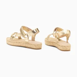 Sandales Harlyne Or A Scratchs Et Semelle Espadrille
