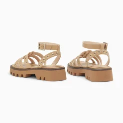 Sandales Inaya Beiges A Oeillets Et Plateforme Crantee