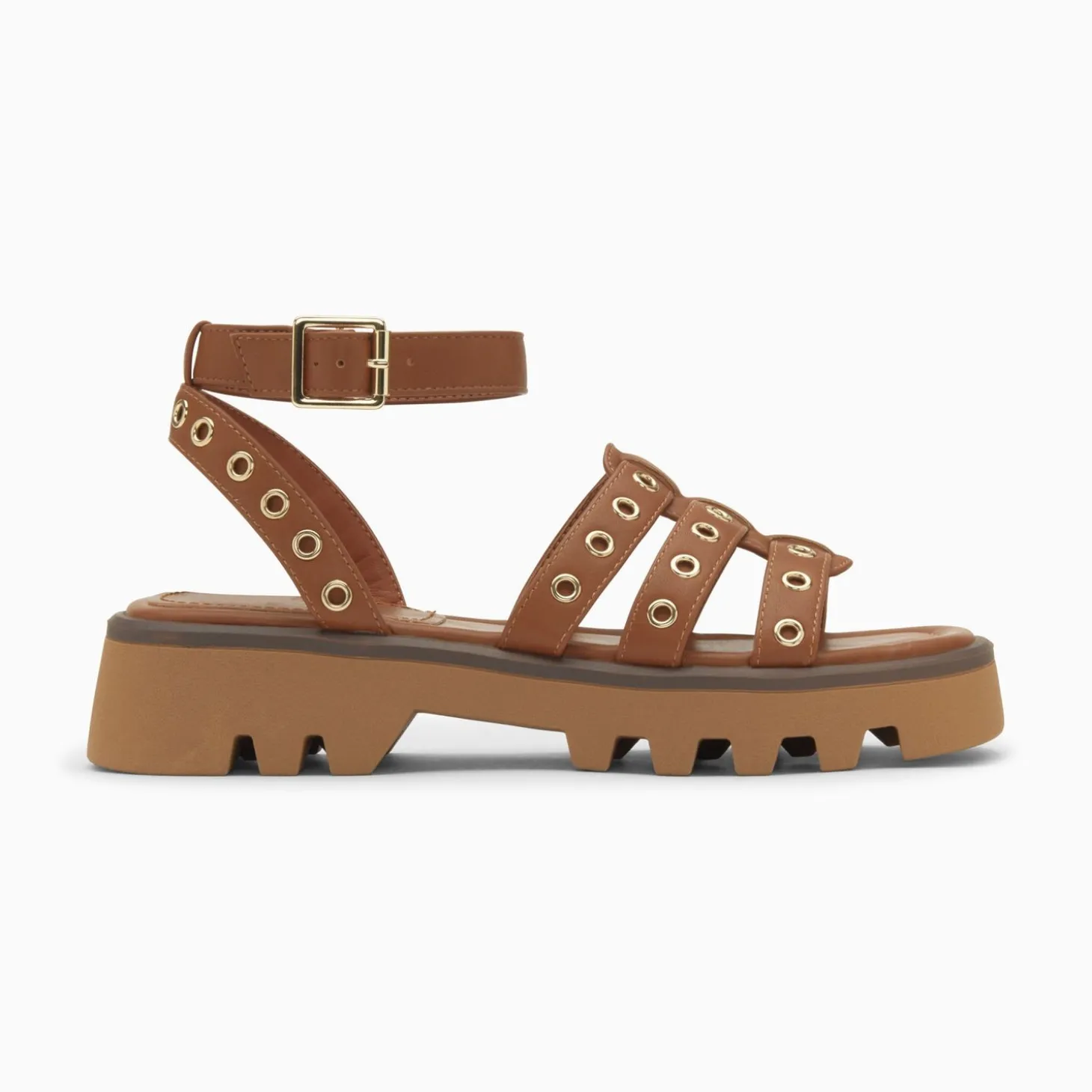 Sandales Inaya Camel A Oeillets Et Plateforme Crantee