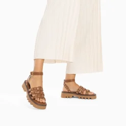 Sandales Inaya Camel A Oeillets Et Plateforme Crantee