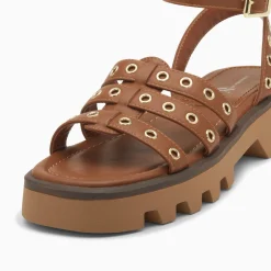 Sandales Inaya Camel A Oeillets Et Plateforme Crantee