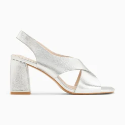 Sandales Lauren Argent A Brides Croisees Et Talon Haut