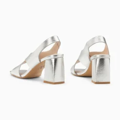 Sandales Lauren Argent A Brides Croisees Et Talon Haut