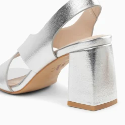 Sandales Lauren Argent A Brides Croisees Et Talon Haut