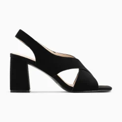 Sandales Lauren Noires A Brides Croisees Et Talon Haut