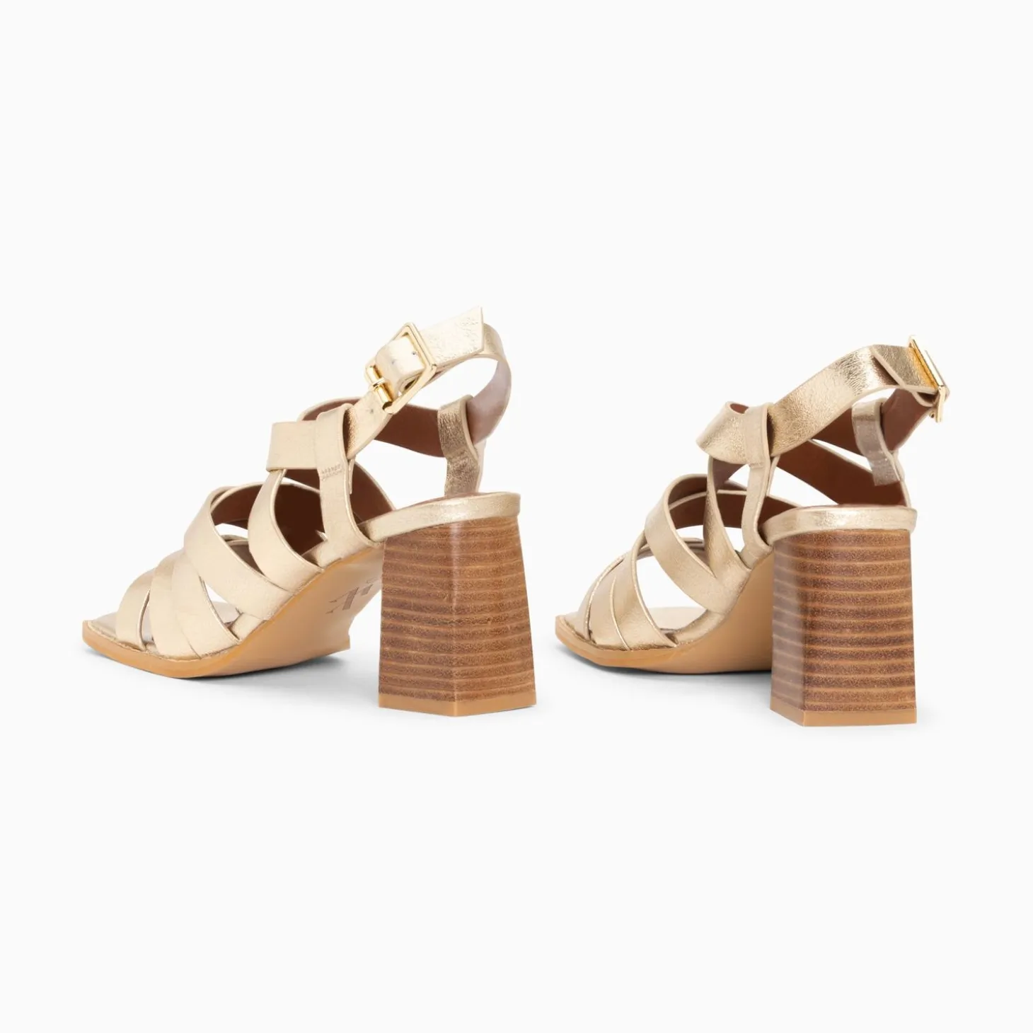 Sandales Loriane Or A Multibrides Croisees Et Talon Haut