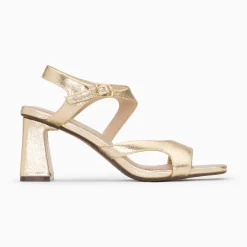 Sandales Louane Or A Brides Asymetriques Et Talon Haut