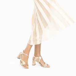 Sandales Louane Or A Brides Asymetriques Et Talon Haut