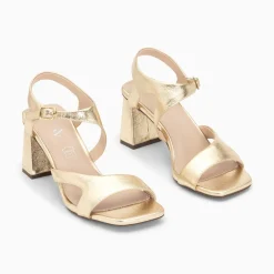 Sandales Louane Or A Brides Asymetriques Et Talon Haut