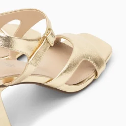 Sandales Louane Or A Brides Asymetriques Et Talon Haut