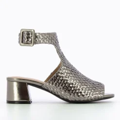 Sandales Manuella Anthracite Tressees Peep-Toe