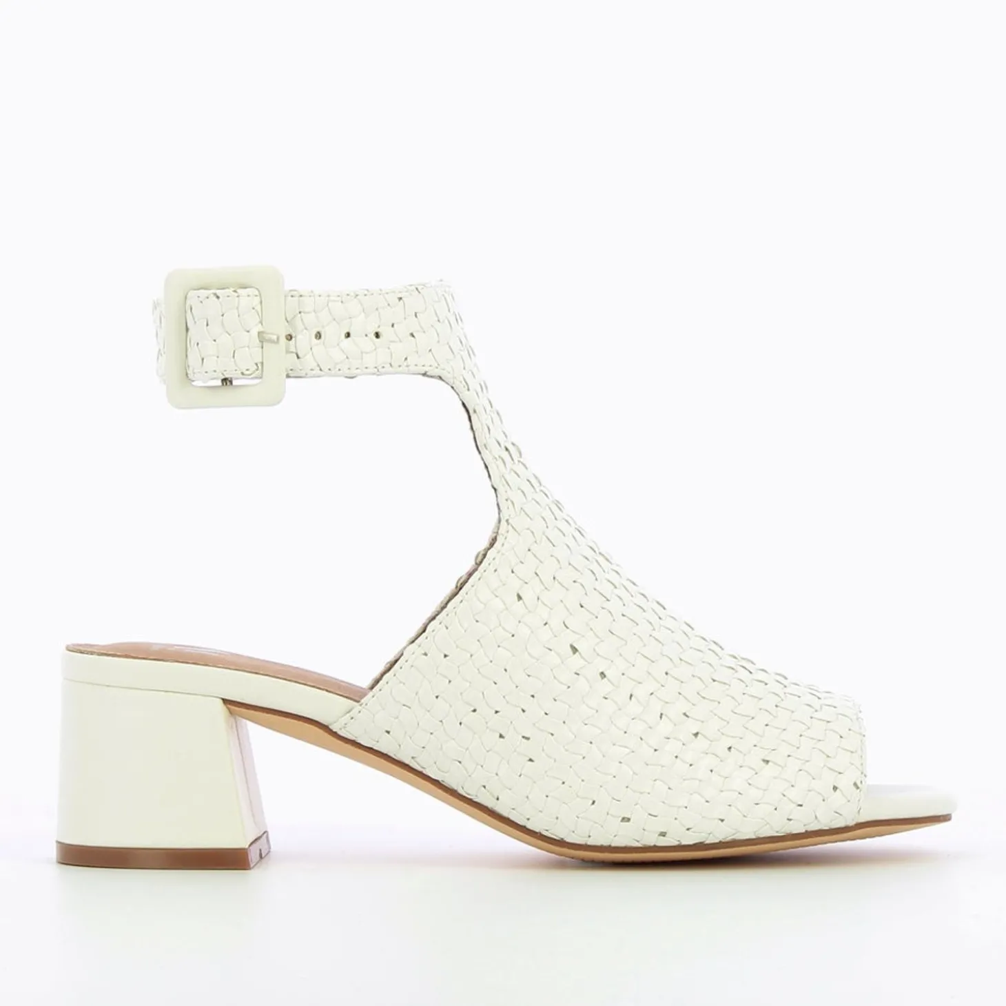Sandales Manuella Blanches Tressees Peep-Toe