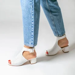 Sandales Manuella Blanches Tressees Peep-Toe