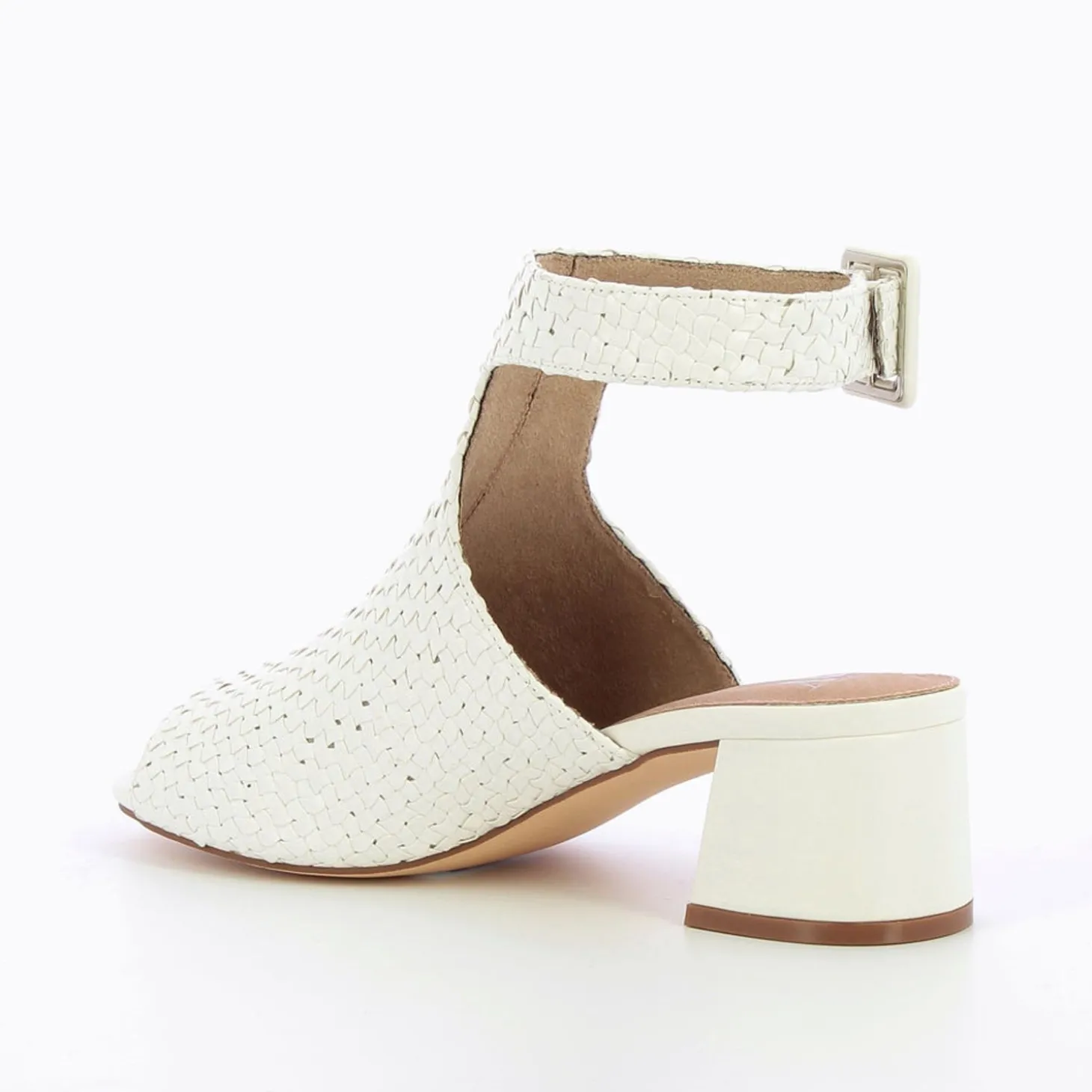 Sandales Manuella Blanches Tressees Peep-Toe