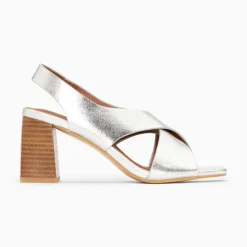 Sandales Maxinne Argent A Brides Croisees Et Talon Haut