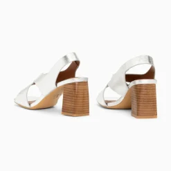 Sandales Maxinne Argent A Brides Croisees Et Talon Haut