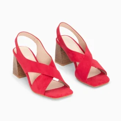 Sandales Maxinne Framboise A Brides Croisees Et Talon Haut