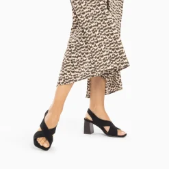 Sandales Maxinne Noires A Brides Croisees Et Talon Haut