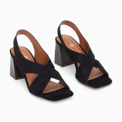 Sandales Maxinne Noires A Brides Croisees Et Talon Haut