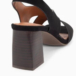 Sandales Maxinne Noires A Brides Croisees Et Talon Haut