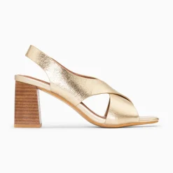 Sandales Maxinne Or A Brides Croisees Et Talon Haut