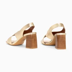 Sandales Maxinne Or A Brides Croisees Et Talon Haut
