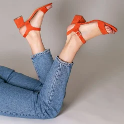 Sandales Melissa Orange A Petit Talon Epais