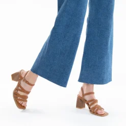 Sandales Miranda Camel A Multibrides Tressees Et Talon Haut