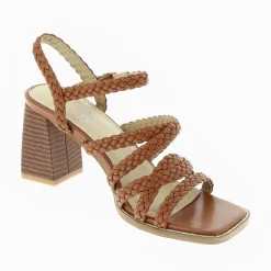 Sandales Miranda Camel A Multibrides Tressees Et Talon Haut