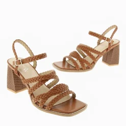 Sandales Miranda Camel A Multibrides Tressees Et Talon Haut